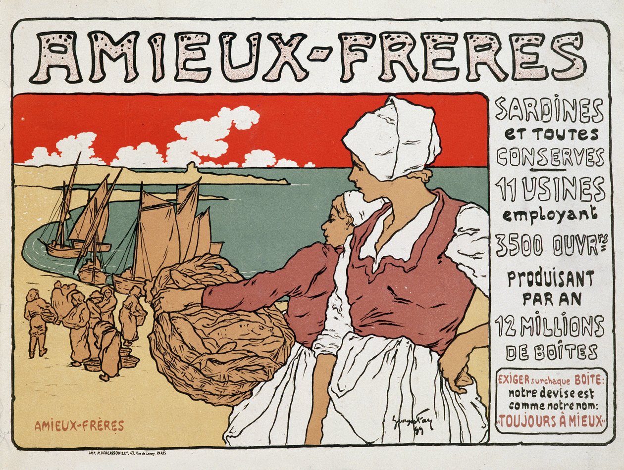 Reklama na sardinky a konzervy Amieux-Frères od Georgese Faye od Georges Fay