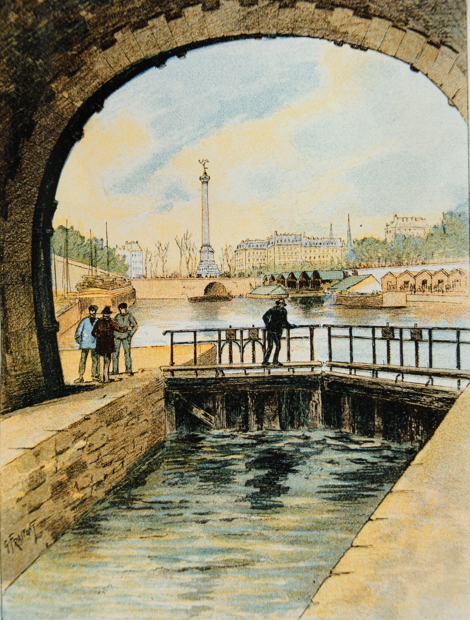Zdymadlo kanálu St. Martin, Paříž, 1890 od Georges Fraipont