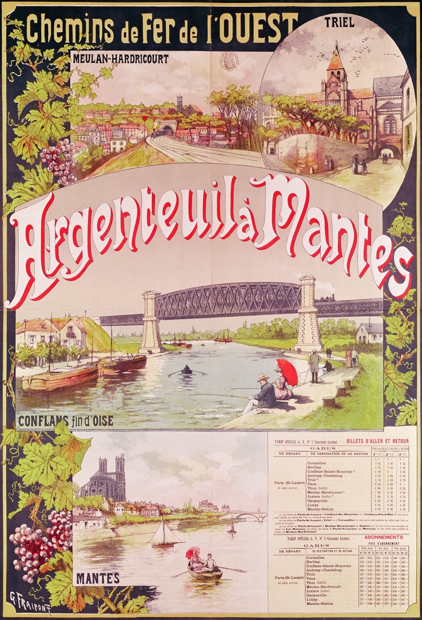 Plakát inzerující trať západní železnice z Argenteuil do Mantes od Georges Fraipont