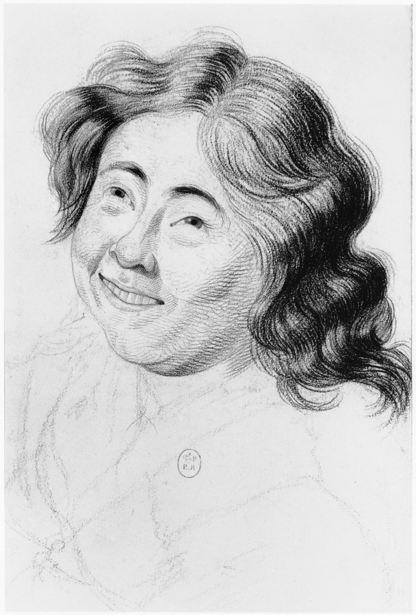 Idiot, ilustrace z nepublikovaného pojednání Jeana Etienna Dominiqua Esquirola (1772-1840) o bláznech v ústavu Salpetriere, asi 1818. od Georges Francois Gabriel