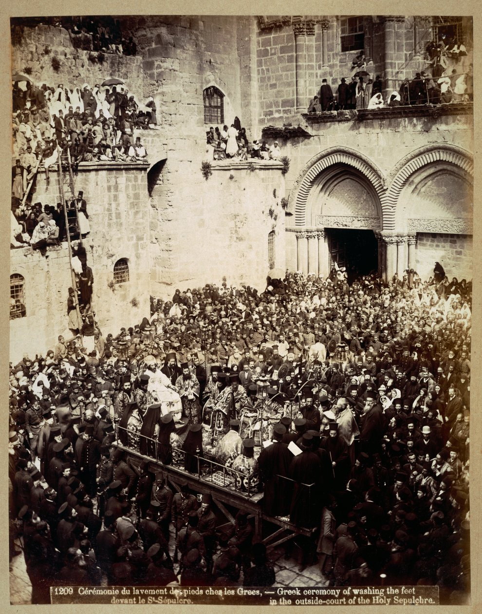 Obřad mytí nohou, Chrám Božího hrobu, Jeruzalém od Georges Jeannin