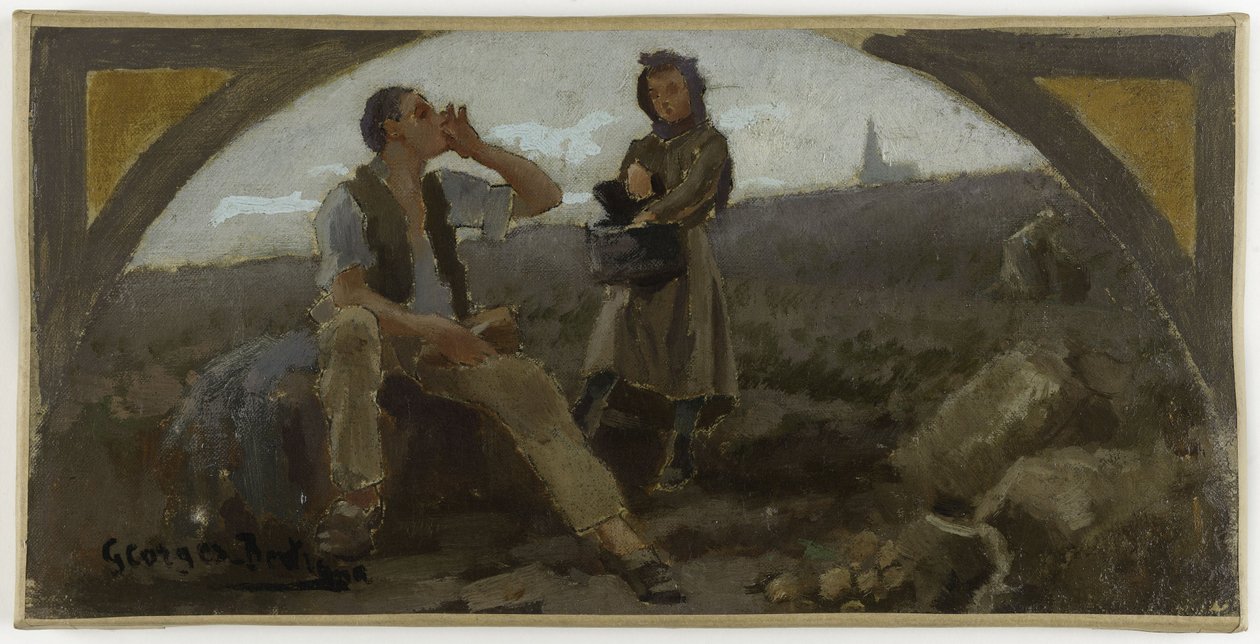 Skica jídelny pařížského Hôtel de Ville: La pomme de terre, ca. 1893 (olej na plátně) od Georges Jules Bertrand
