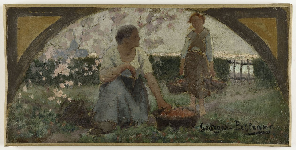 Skica jídelny pařížského Hôtel de Ville: Les fraises, asi 1893 (olej na plátně) od Georges Jules Bertrand