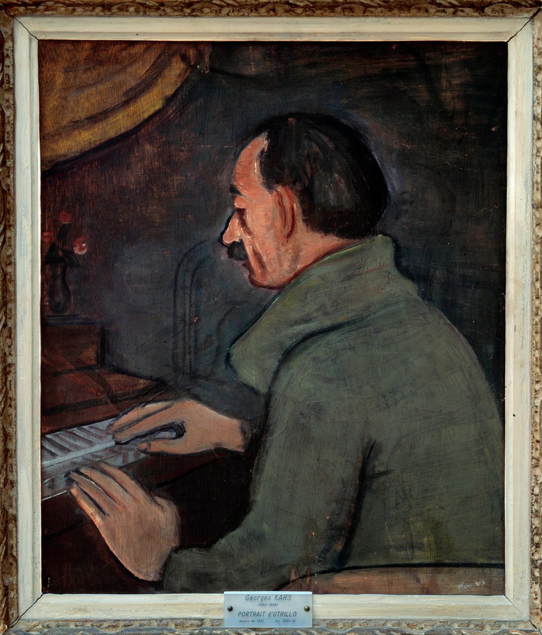 Portrét Maurice Utrillo (1883-1955), francouzského malíře. Obraz Georgese Karse (1882-1955), 20. století. Olej na plátně. Rozměr: 0,56 x 0,47 m. Lyon. Muzeum výtvarných umění. Opatrně! Použití tohoto díla může být podmíněno žádostí o autorizaci nebo přidán od Georges Kars