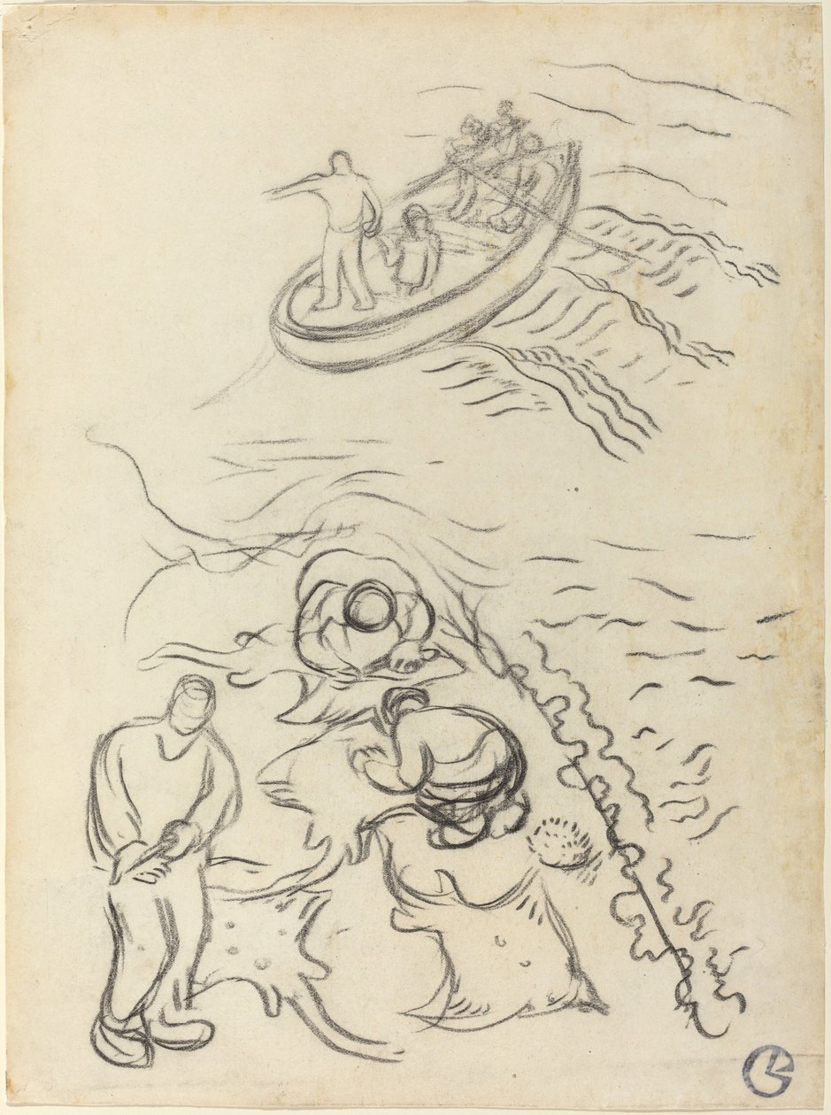 Studie pro "Rybáře" s muži vyprazdňujícími sítě od Georges Lacombe