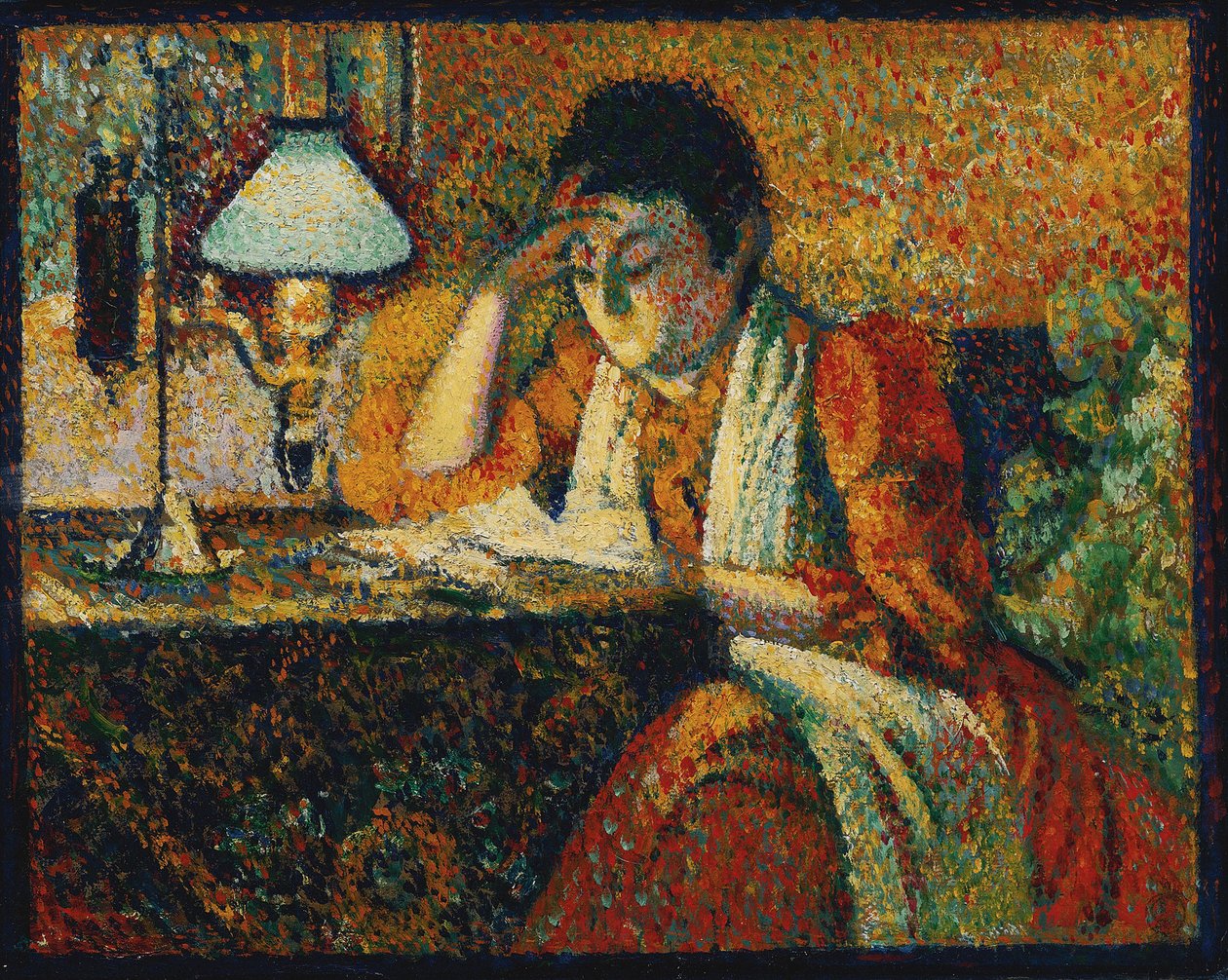 Čtenář par Lemmen, Georges (1865-1916). Olej na dřevě, rozměr : 30,5x38,7, ca. 1888, Soukromá sbírka od Georges Lemmen