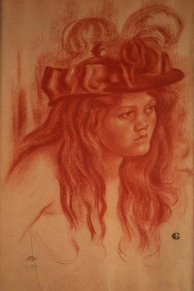 Mladá dívka s kloboukem (pastelka) od Georges Lemmen