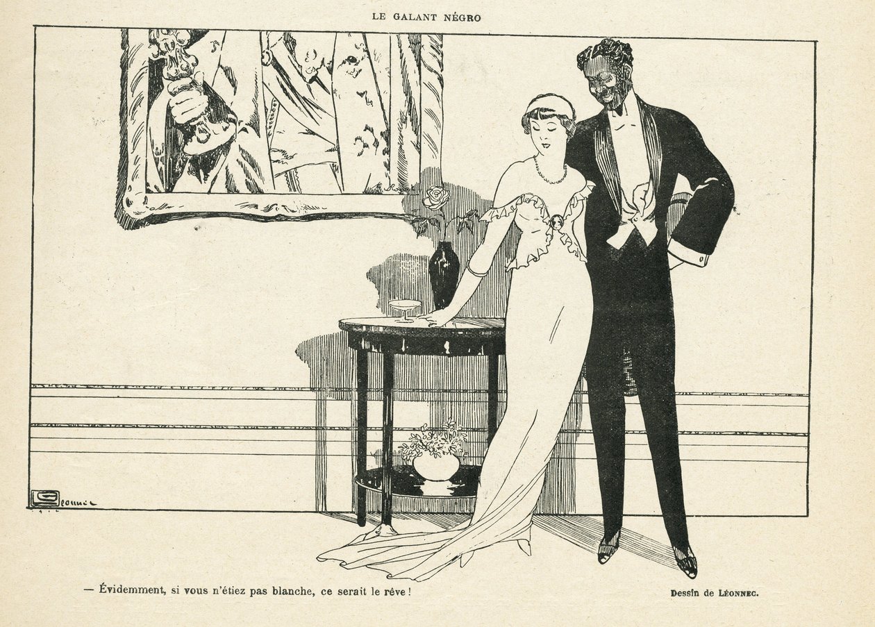 Ilustrace Georges Leonnec (1881-1940) v Le Lire, 20/07/12 - Le galant negro - Amour, Xenophobia - Black od Georges Leonnec