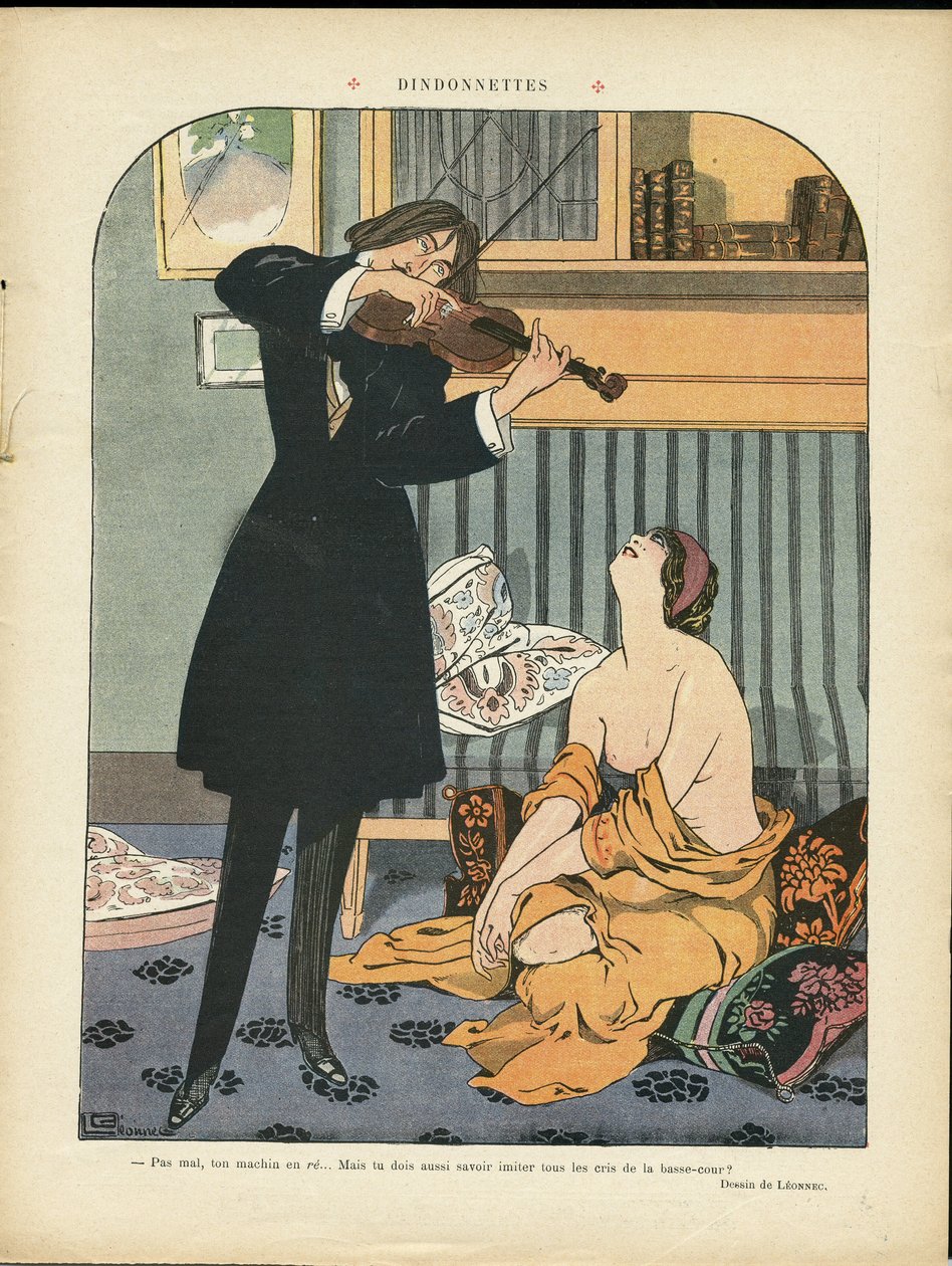 Ilustrace Georgese Leonneca (1881-1940) v Le Rire, 21/09/12 - Turecko - Hudba, housle od Georges Leonnec