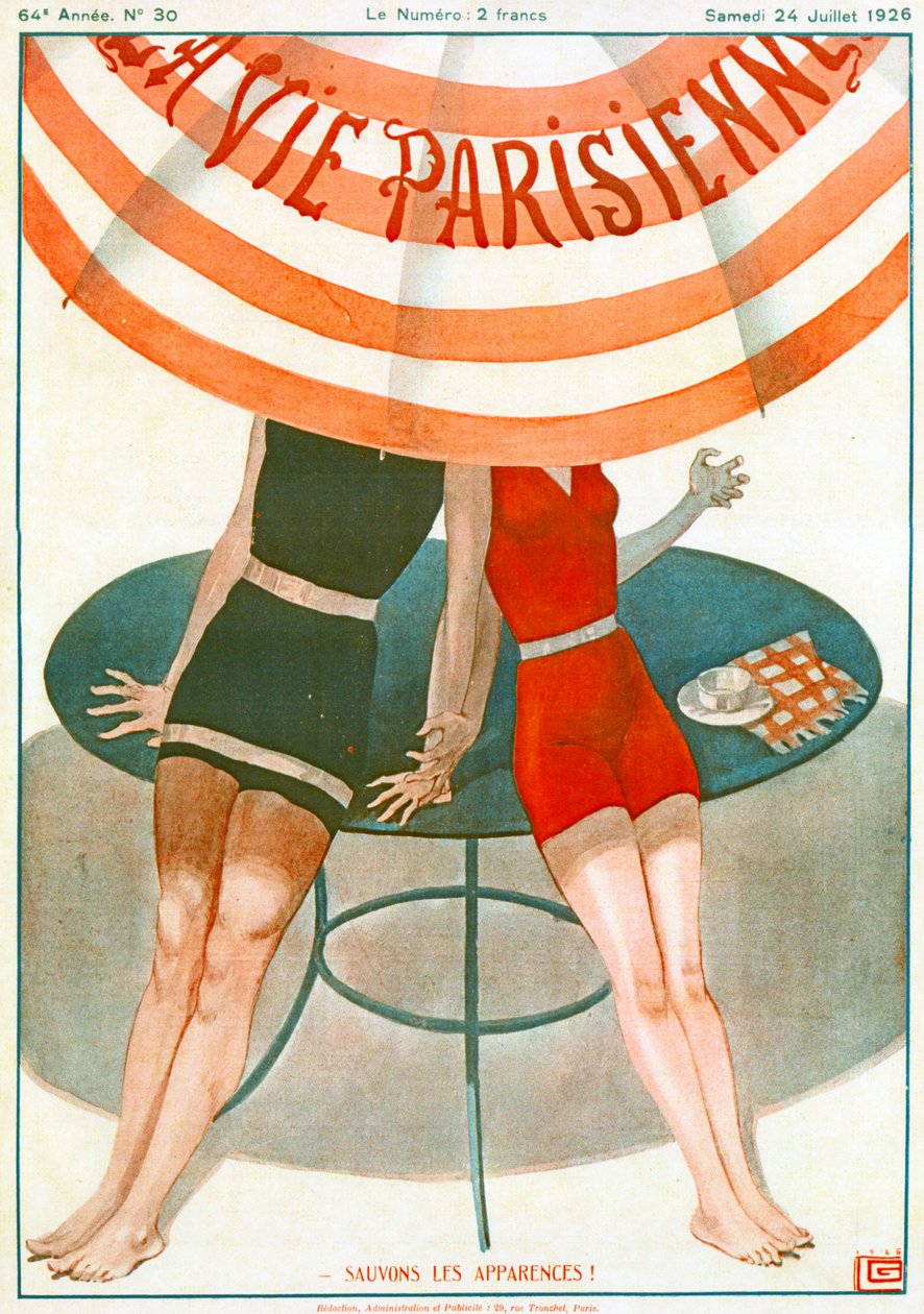 Milenci držící se za ruce, Ilustrace z knihy "La Vie Parisienne" od Georges Leonnec