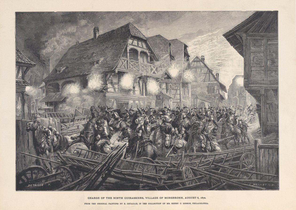 Pověření devátých kyrysníků, vesnice Morsbronn, 6. srpna 1870, 1874-1900. od Georges Léon Alfred Perrichon