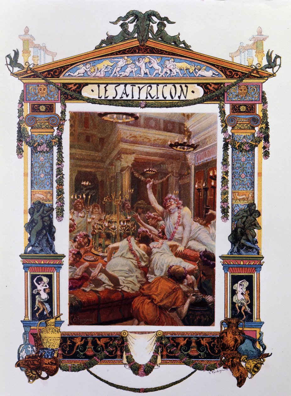 Frontispice díla Petrone (Petronio Arbitro) (Petronius Arbiter): The Satyricon (satiricon). Ilustrace Georges-Antoine Rochegrosse (1859-1938) z roku 1902. Milánský . od Georges Marie Rochegrosse
