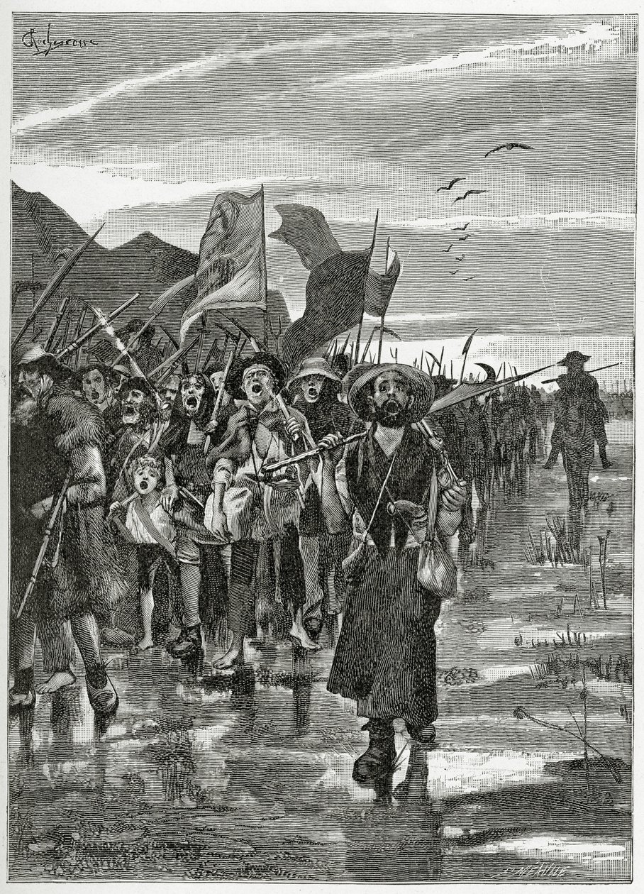 Le Torrent des rebelles - ilustrace z Han d’Islande, 19. století (č. rytina) od Georges Marie Rochegrosse