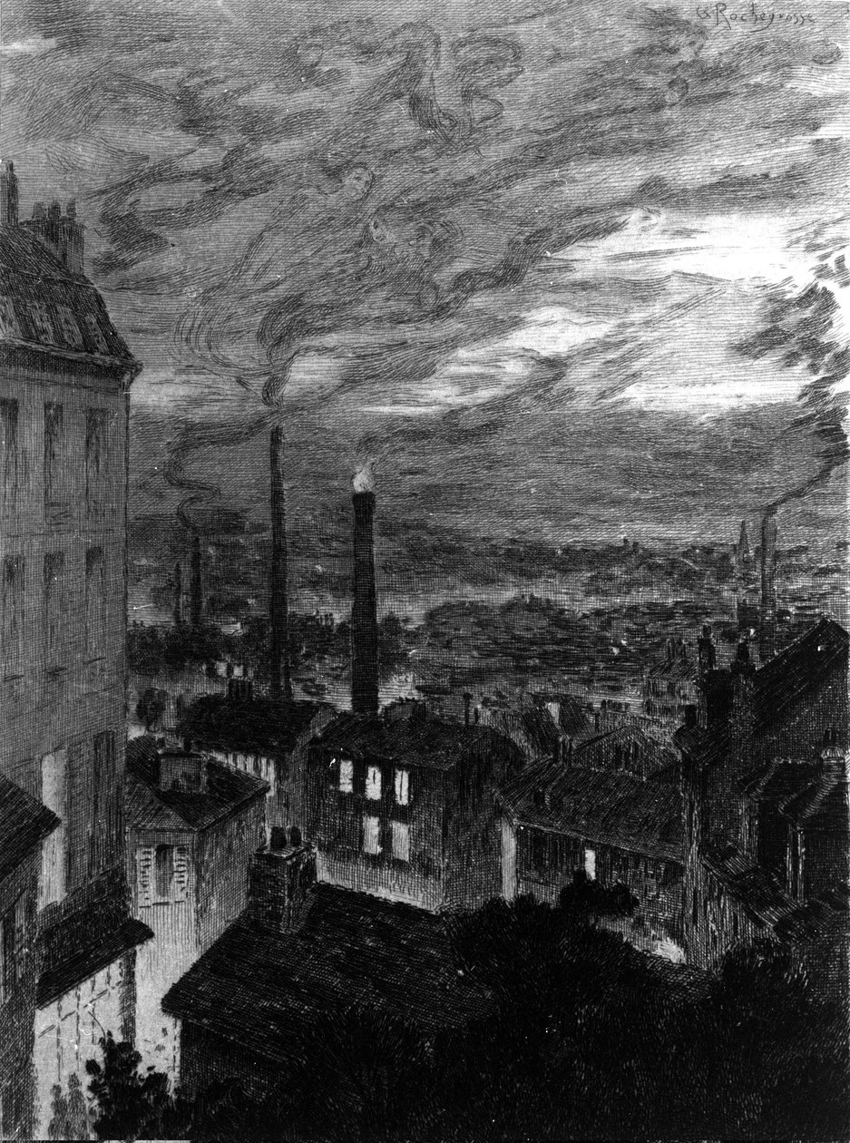 Pohled na Paříž ilustrace "" pařížských maleb "" od Charlese Baudelaira od Georges Marie Rochegrosse