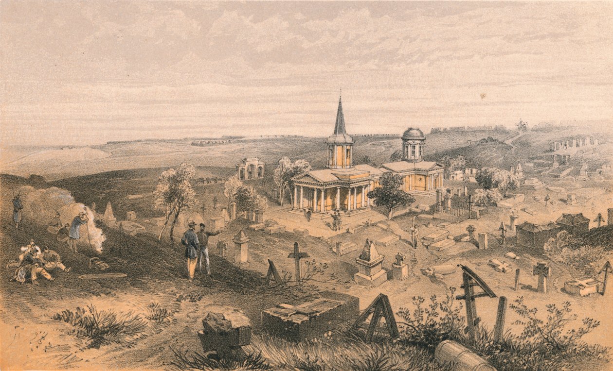 Karanténní hřbitov a kostel s francouzskou baterií č. 50, 1856 od Georges McCulloch