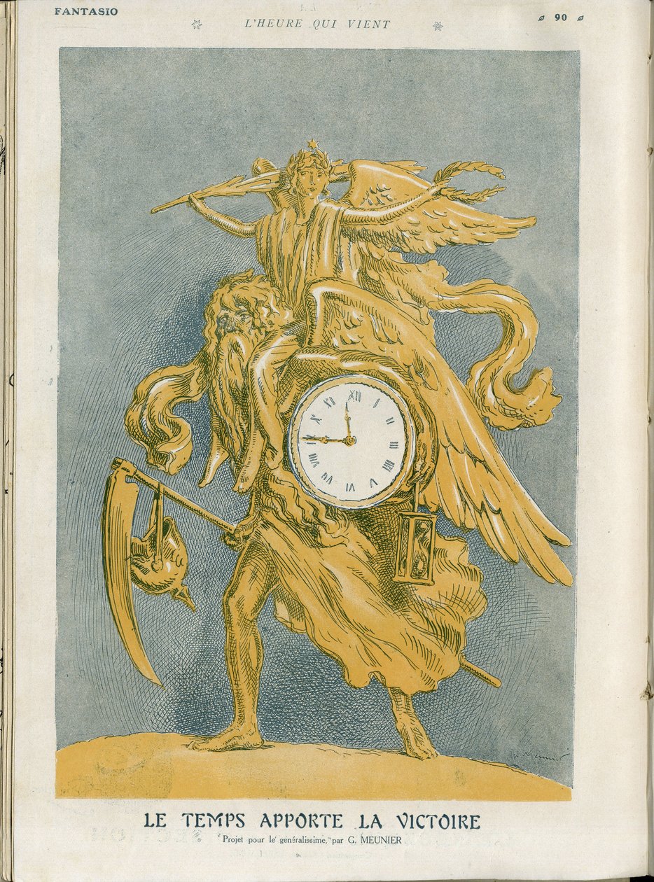 Ilustrace Georgese Meuniera (1869-1934) ve „”Fantasio”””, 01/04/15 - Čas přináší vítězství - Válka 14-18, Vítězství - Čas (alegorie), Vítězství (alegorie) - Alegorie od Georges Meunier
