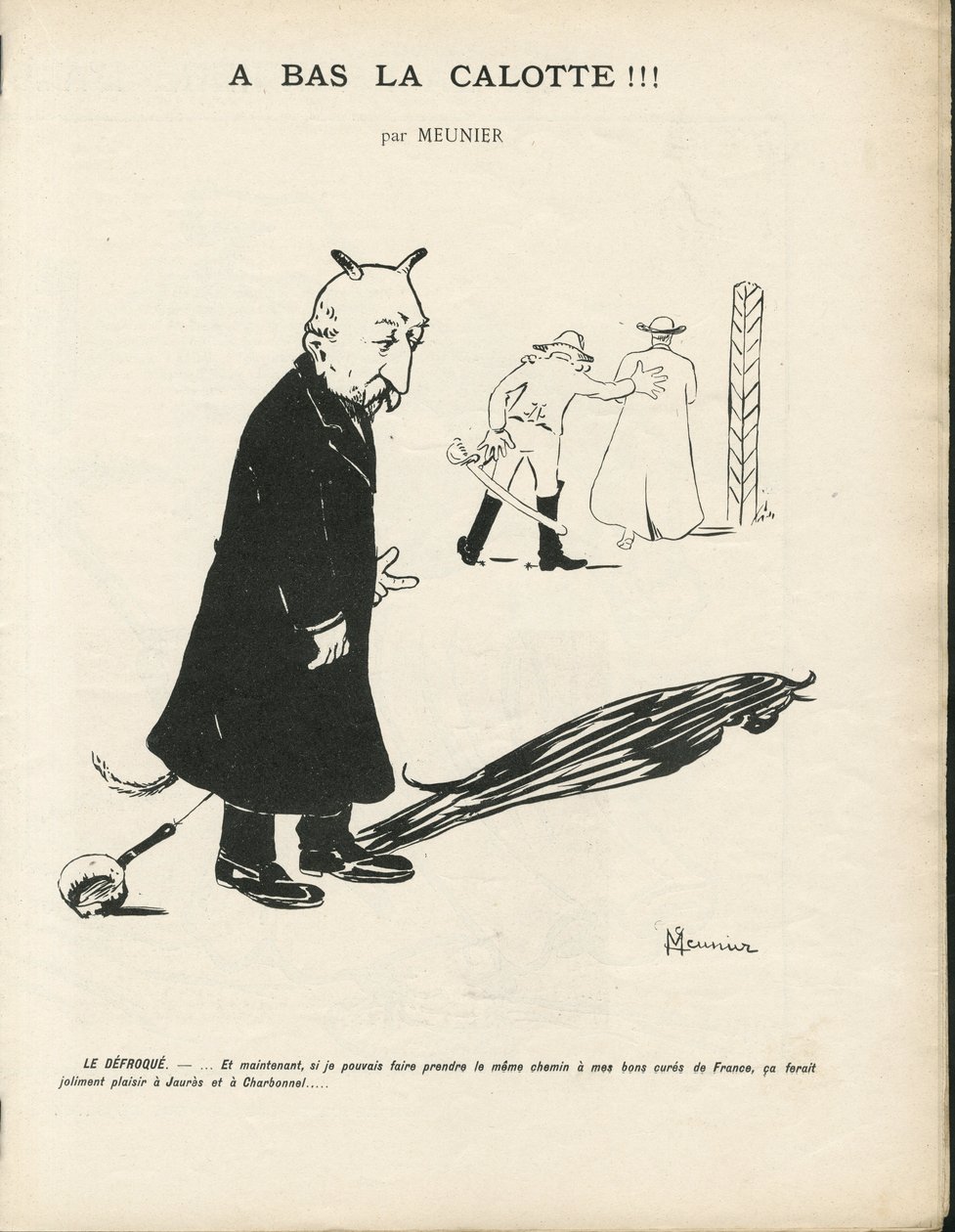 Ilustrace Georgese Meuniera (1869-1934) v Le Panache, royalistický časopis illustrée, 20.1.2004 - Royalismus, náboženství Víra - Combes Emile, Ďábel - Animalization od Georges Meunier