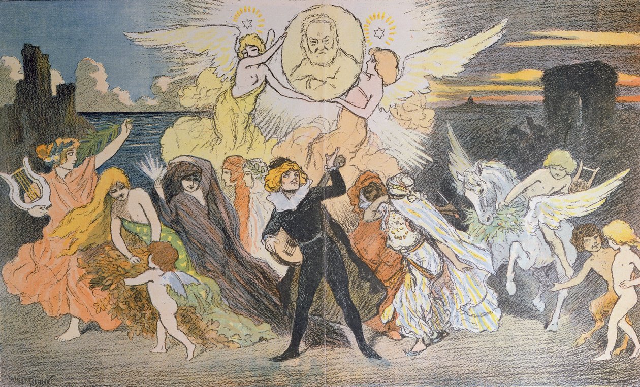 Apoteóza básníka, pocta Victoru Hugovi (1802-85) k oslavě stého výročí jeho narození, 1902 od Georges Meunier