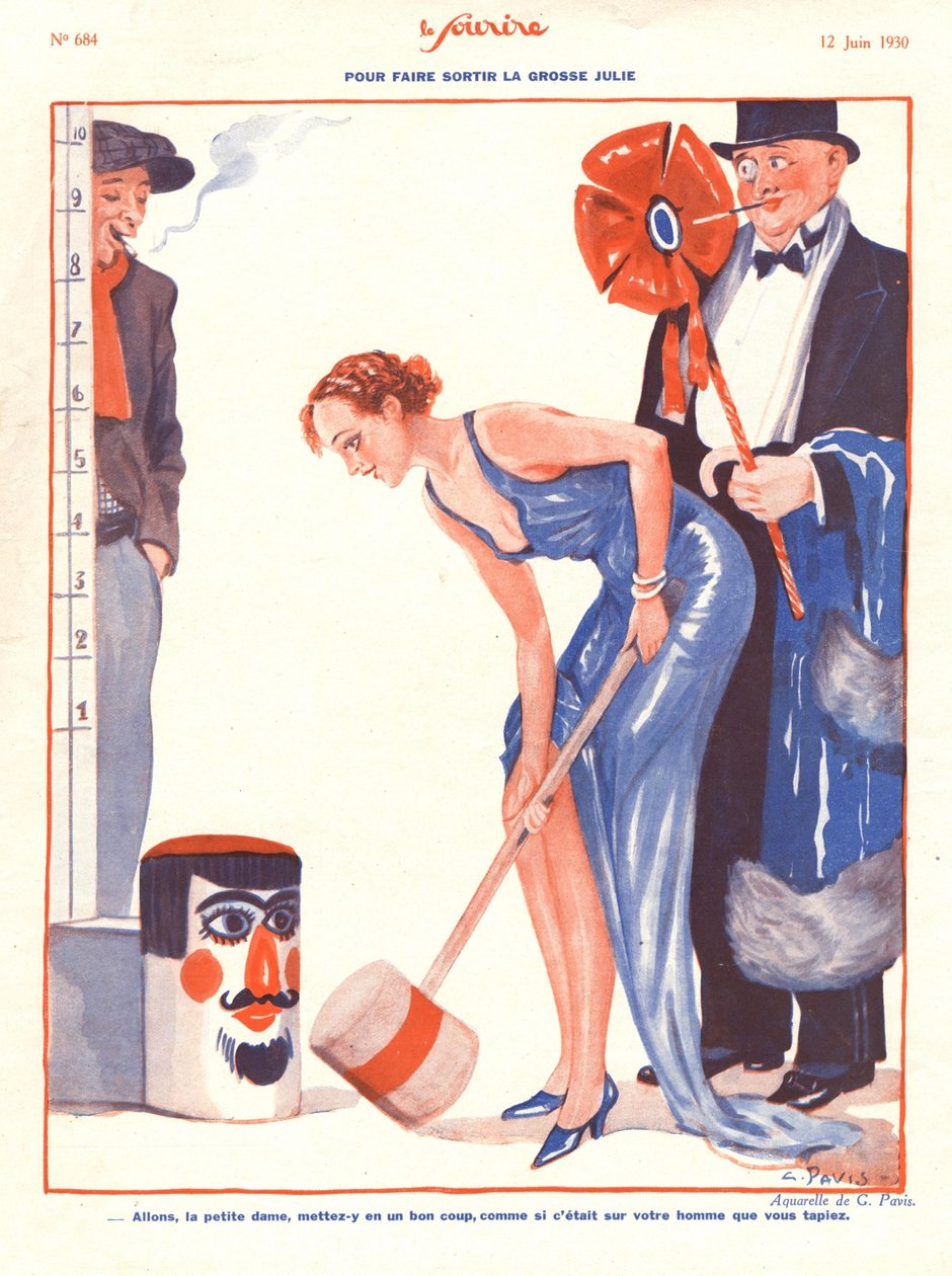 Ilustrace z „Le Sourire“, červen 1930 (barevné lito) od Georges Pavis