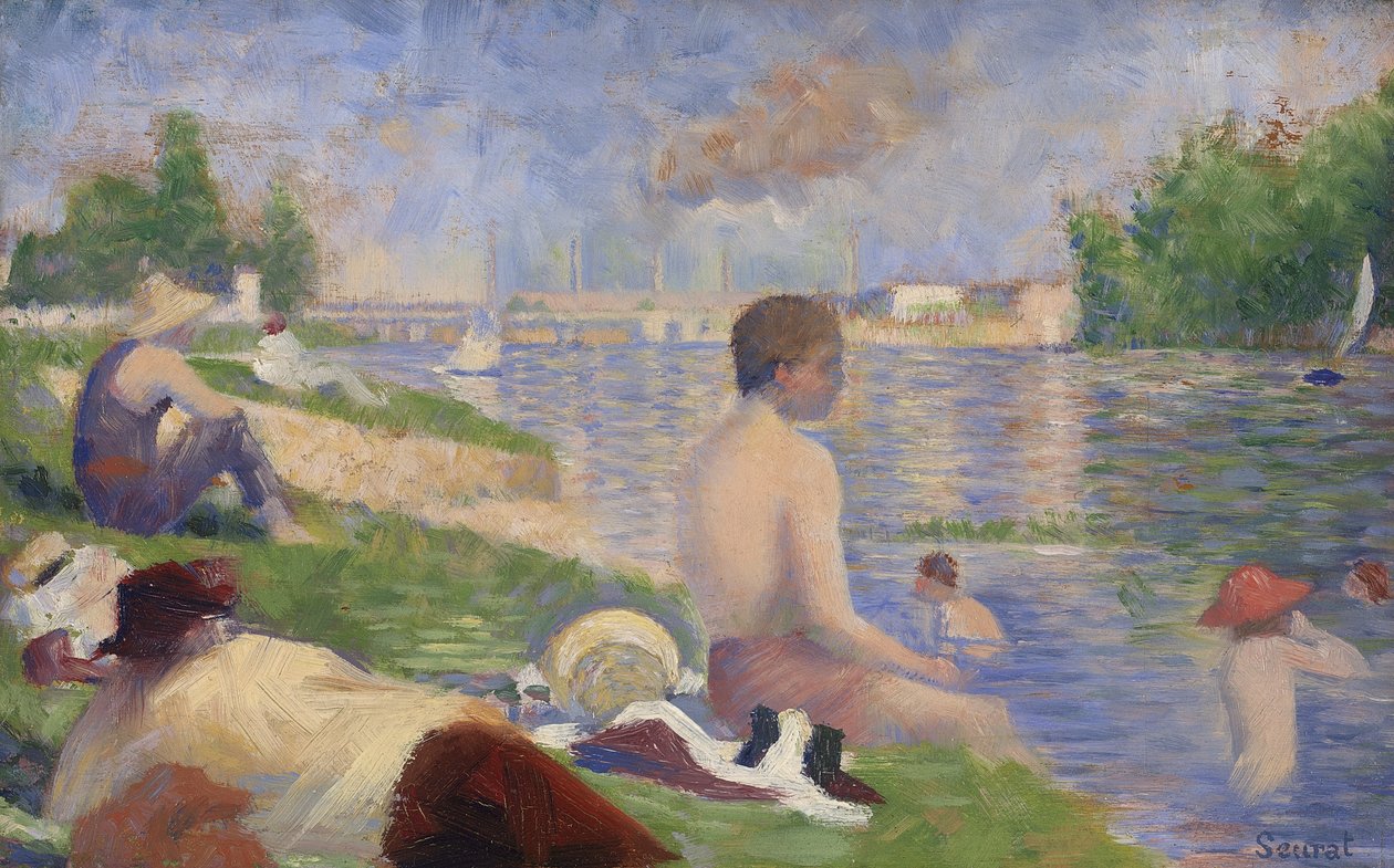Závěrečná studie pro lazebníky v Asnières, 1883 od Georges Pierre Seurat