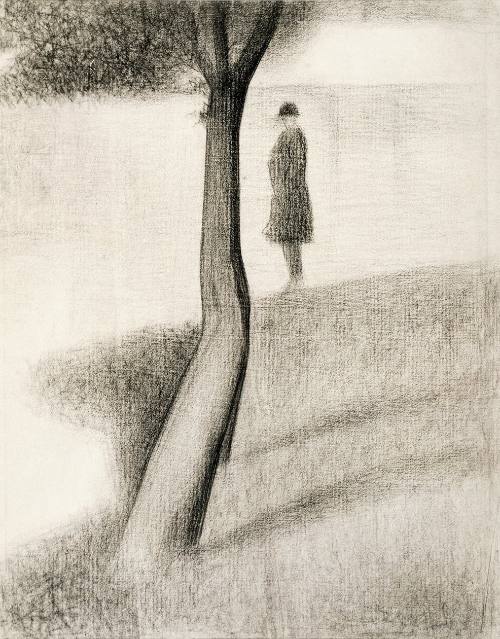 Muž stojící vedle stromu; studium na La Grande Jatte od Georges Pierre Seurat