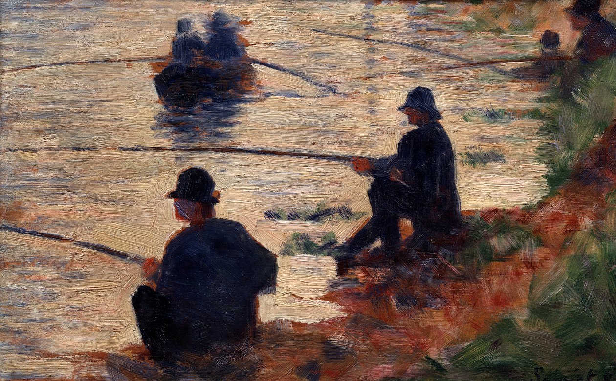 Rybáři na studijní lince na velké jatte. Obraz Georgese Seurata (1859-1891) 1883 Sun. 0,16x0,25 m Troyes, muzeum moderního umění od Georges Pierre Seurat
