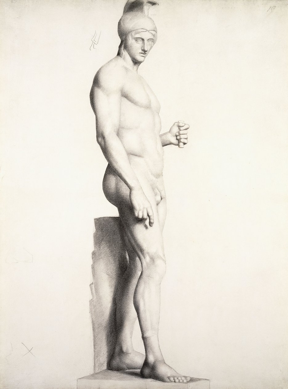 Válečník v helmě, z profilu, 1875-1878 od Georges Pierre Seurat
