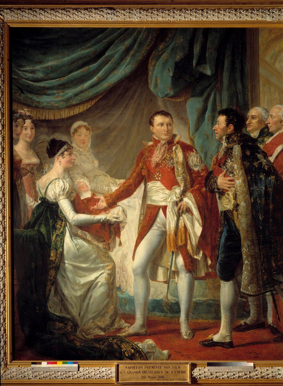 Císař Napoleon I. představuje svého syna římského krále 20. 3. 1811 císařským hodnostářům za přítomnosti císařovny Marie Louise Obraz od Georgese Rougeta (1784-1869) 1812 Sun. 2,60 x 2,20 m - Prezentace římského krále - Napoleona od Georges Rouget