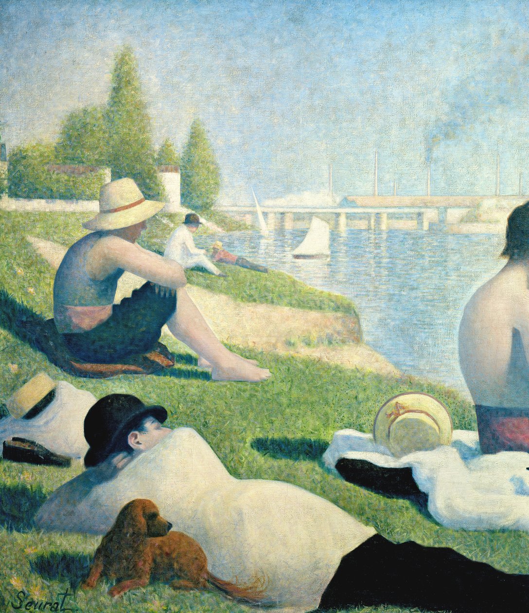 Koupající se v Asnieres, 1884 detail z 2136 od Georges Seurat
