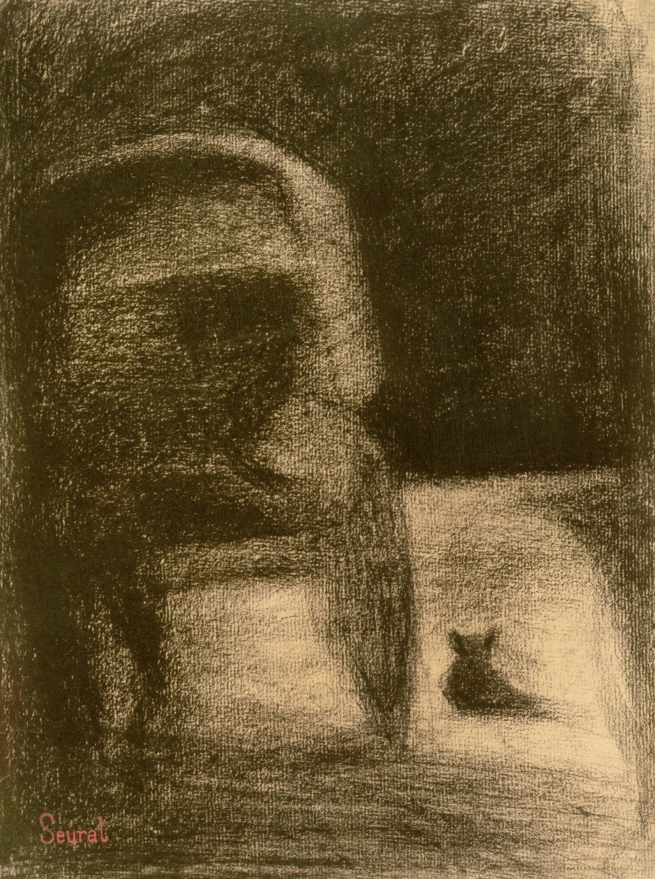 Carriage and Dog, c.1882-84 (pastel Conté na papíře) od Georges Seurat