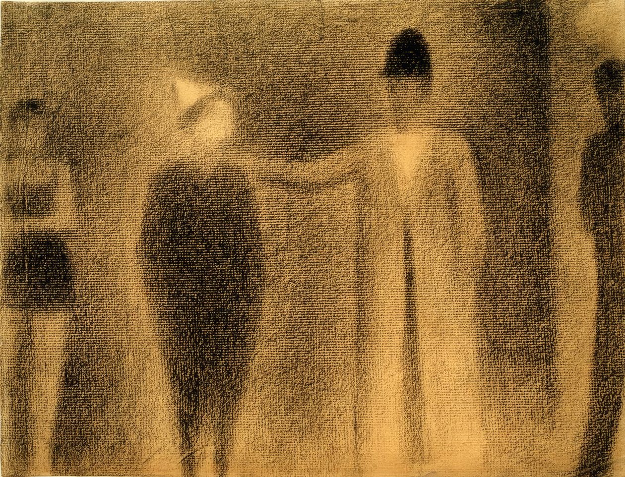 Klaun a tři postavy (Klaun a tři postavy / Studie) od Georges Seurat