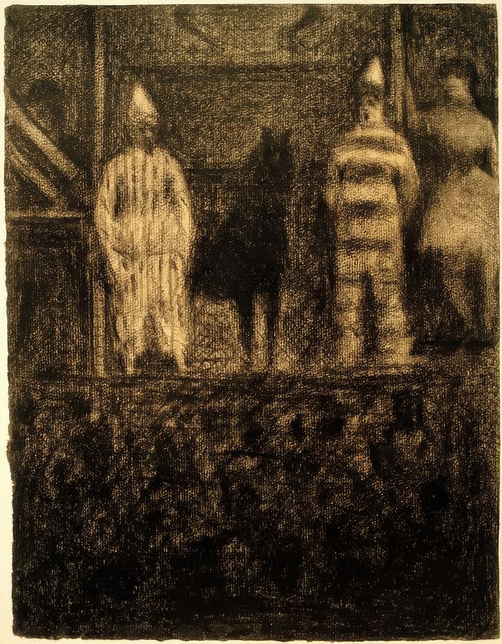 Klauni a poníci (Une Parade) (Klauni a poník / A Parade) od Georges Seurat