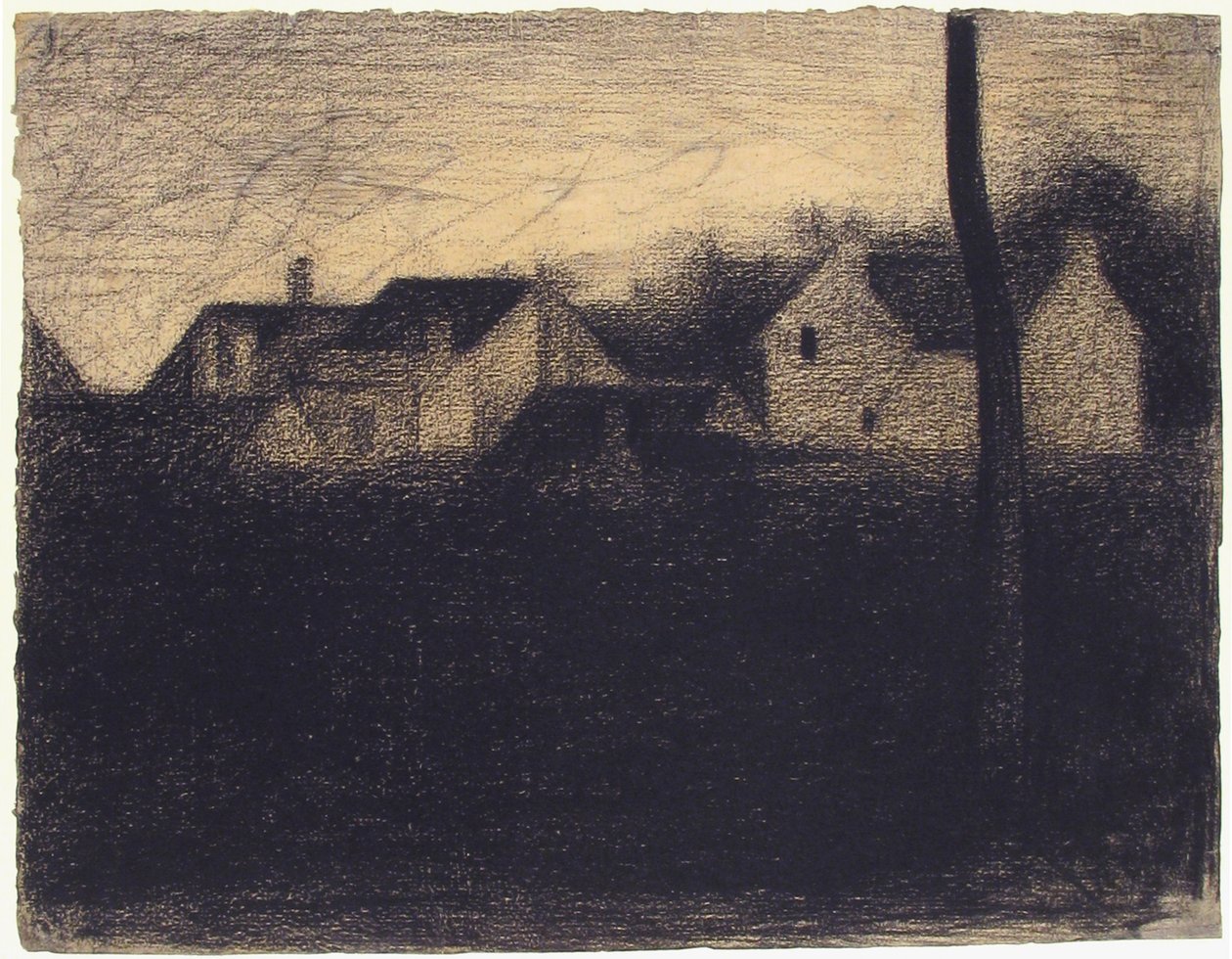 Krajina s domy, 1882-83 (pastel conté) od Georges Seurat