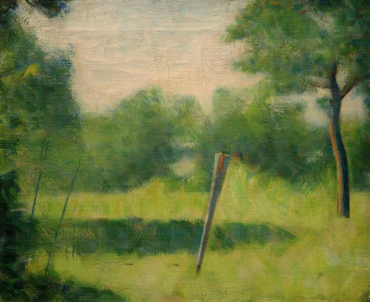 Paysage au piquet (krajina s tyčí) od Georges Seurat