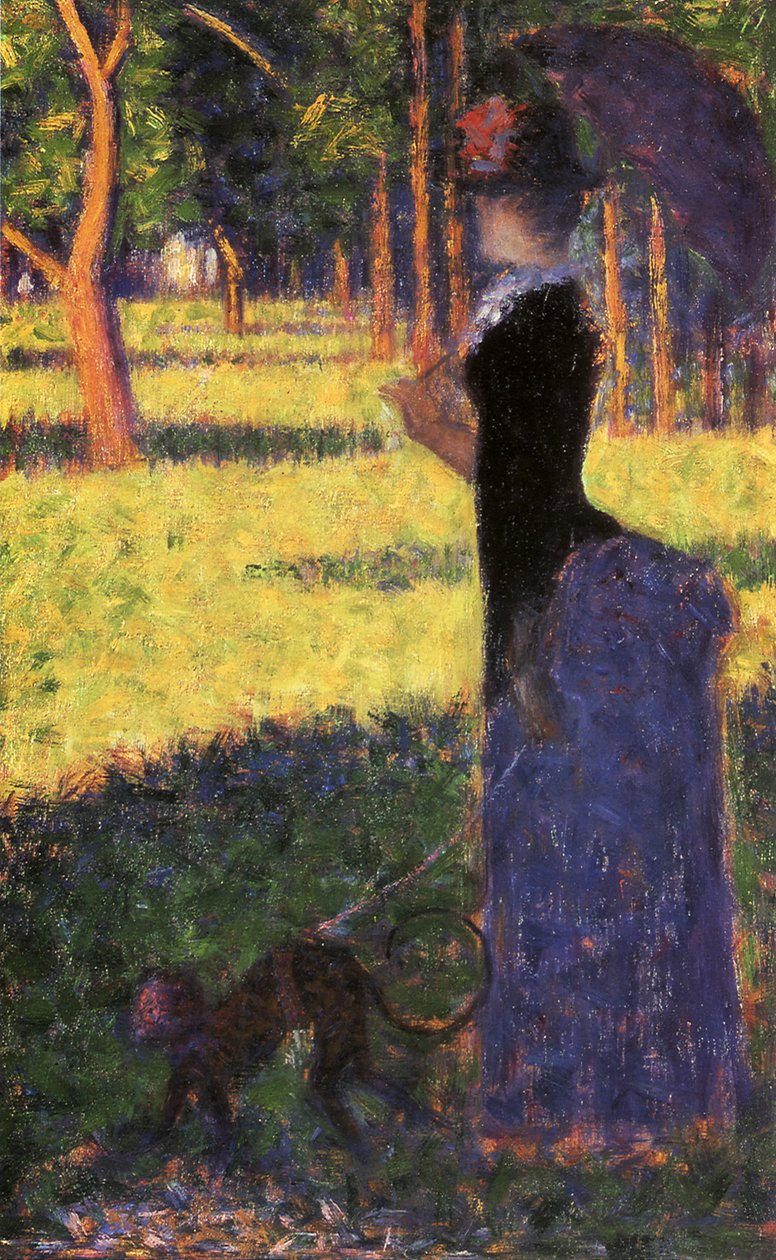 Studie pro La Grande Jatte: Žena s opicí, 1884 od Georges Seurat