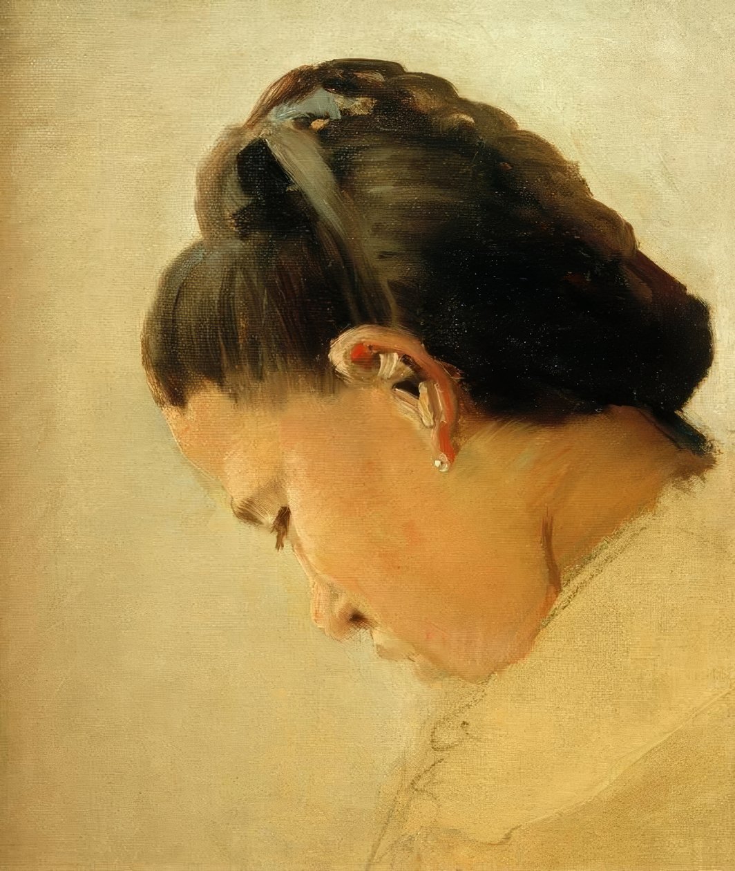 Tête de jeune fille (hlava mladé dívky) od Georges Seurat
