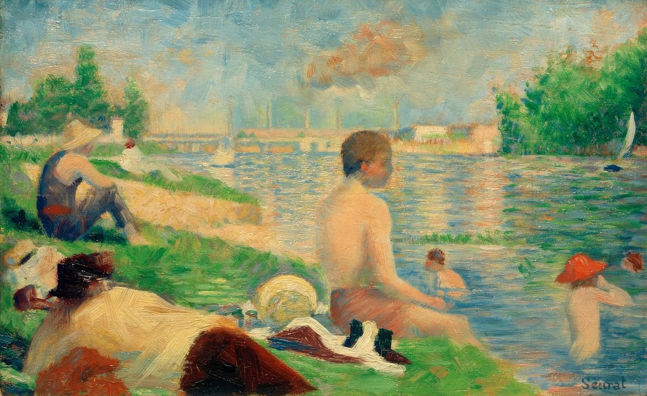 Plavání, Asnières (Badeplatz Asnières / Finale Studie) od Georges Seurat