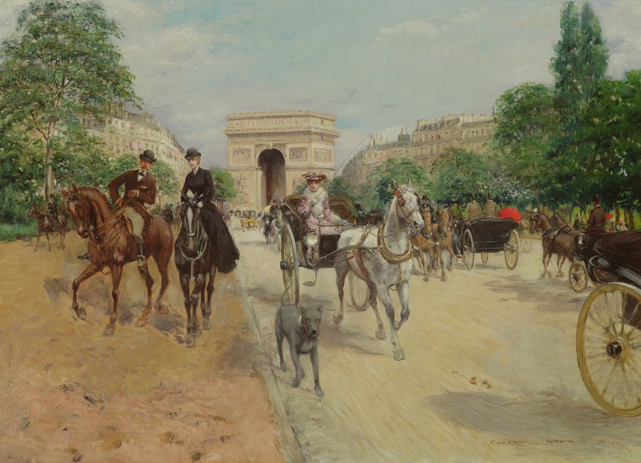 Jezdci a kočáry na Avenue du Bois, 1910 od Georges Stein