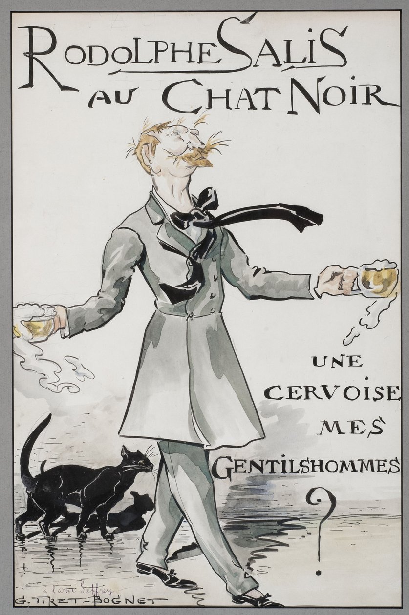 Rodolphe Salis s černou kočkou, c. 1890. od Georges Tiret Bognet