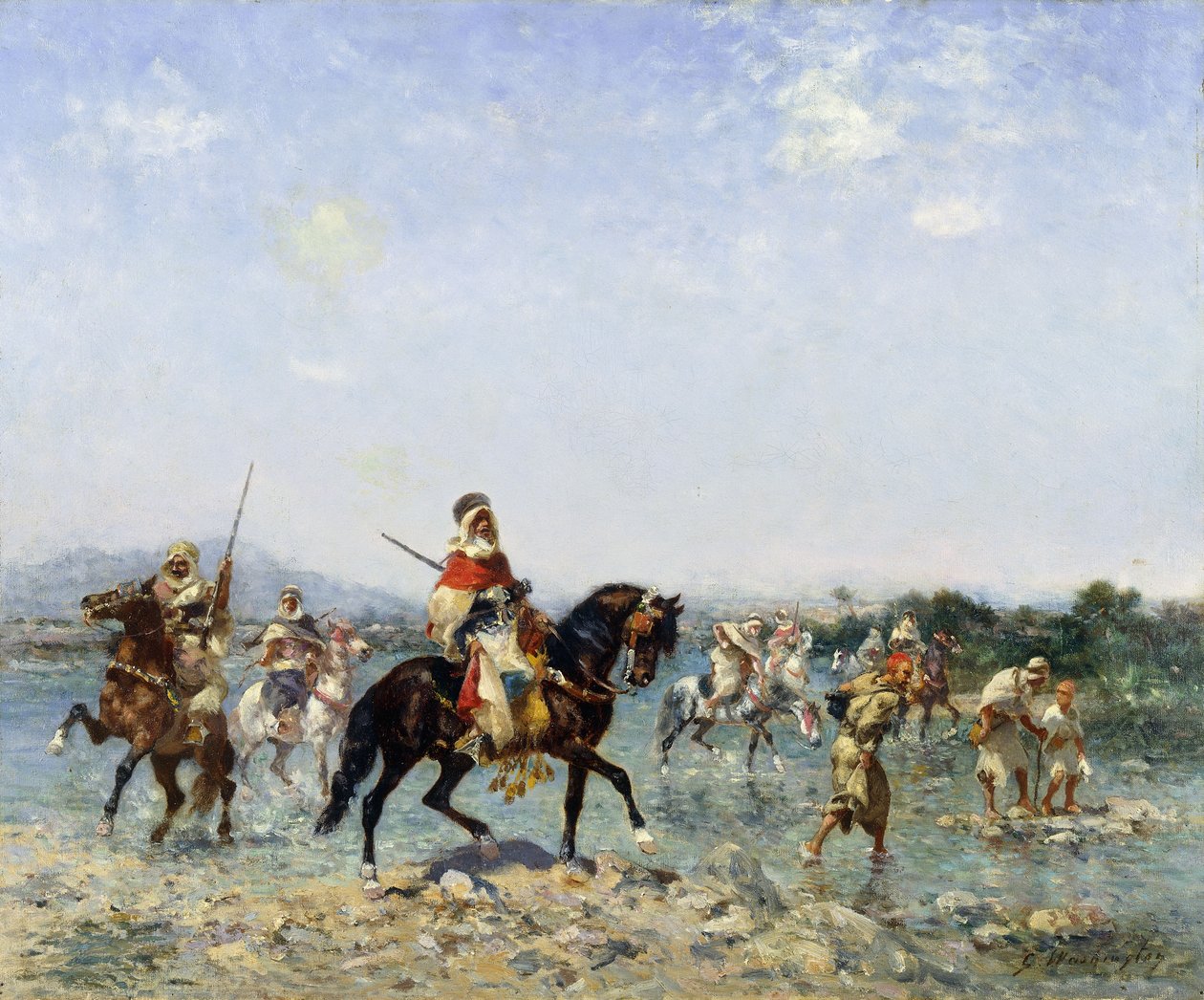 Arabská kavalérie brodí potok, od Georges Washington