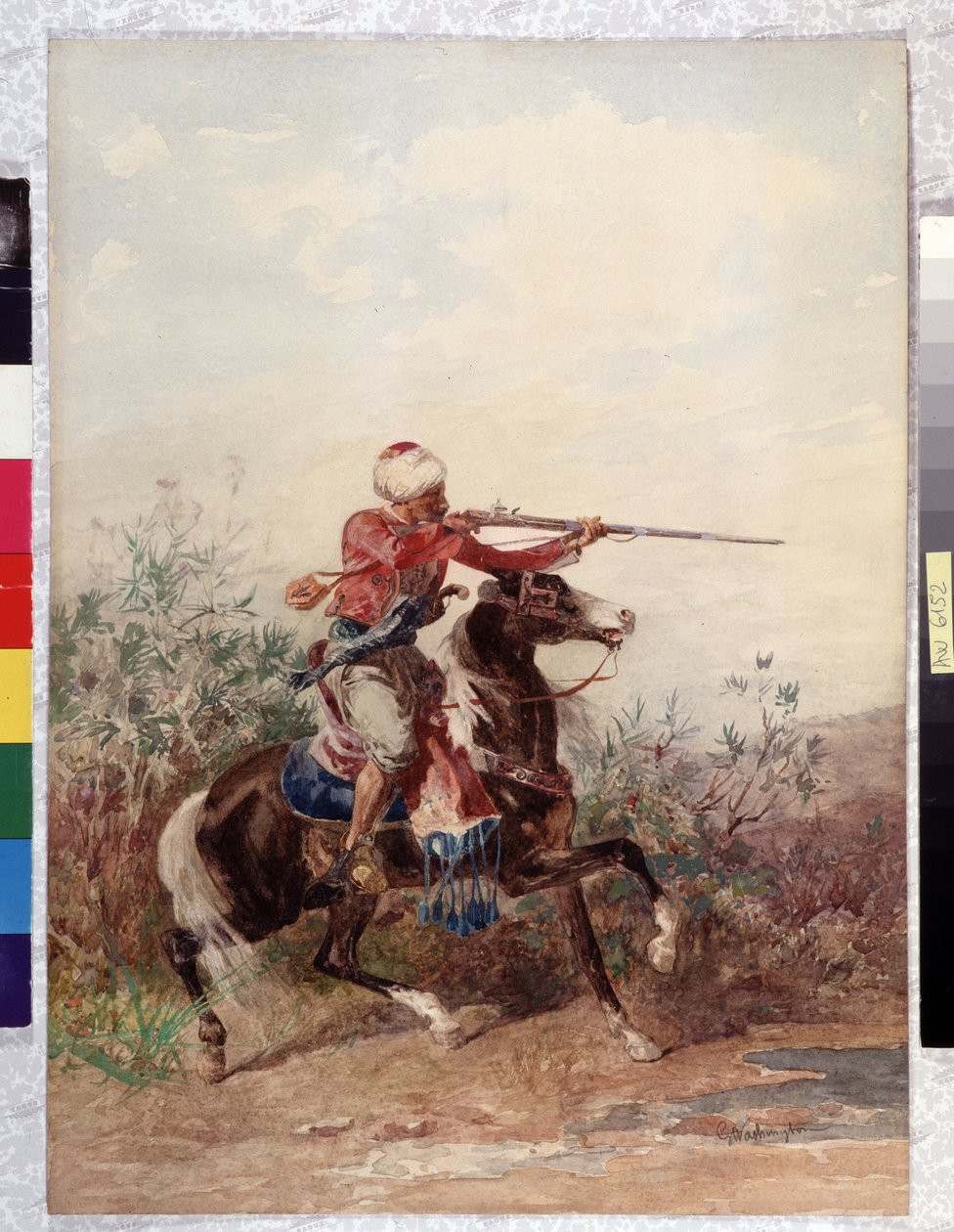 Orientalismus: “”Jezdec táhne koně”” Malba Georgese Washingtona (1827-1910) Povinná zmínka: Fondace sbírky se týká de Provence, Marseille od Georges Washington