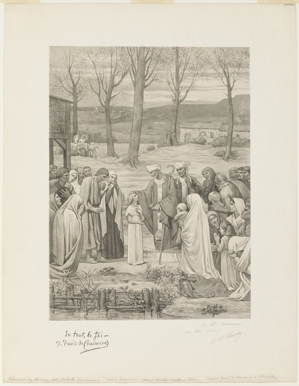 Pastýřský život svaté Geneviève (prostřední panel) od Georges William Thornley
