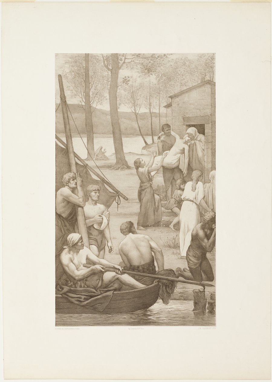 Pastýřský život svaté Geneviève (levý panel) od Georges William Thornley