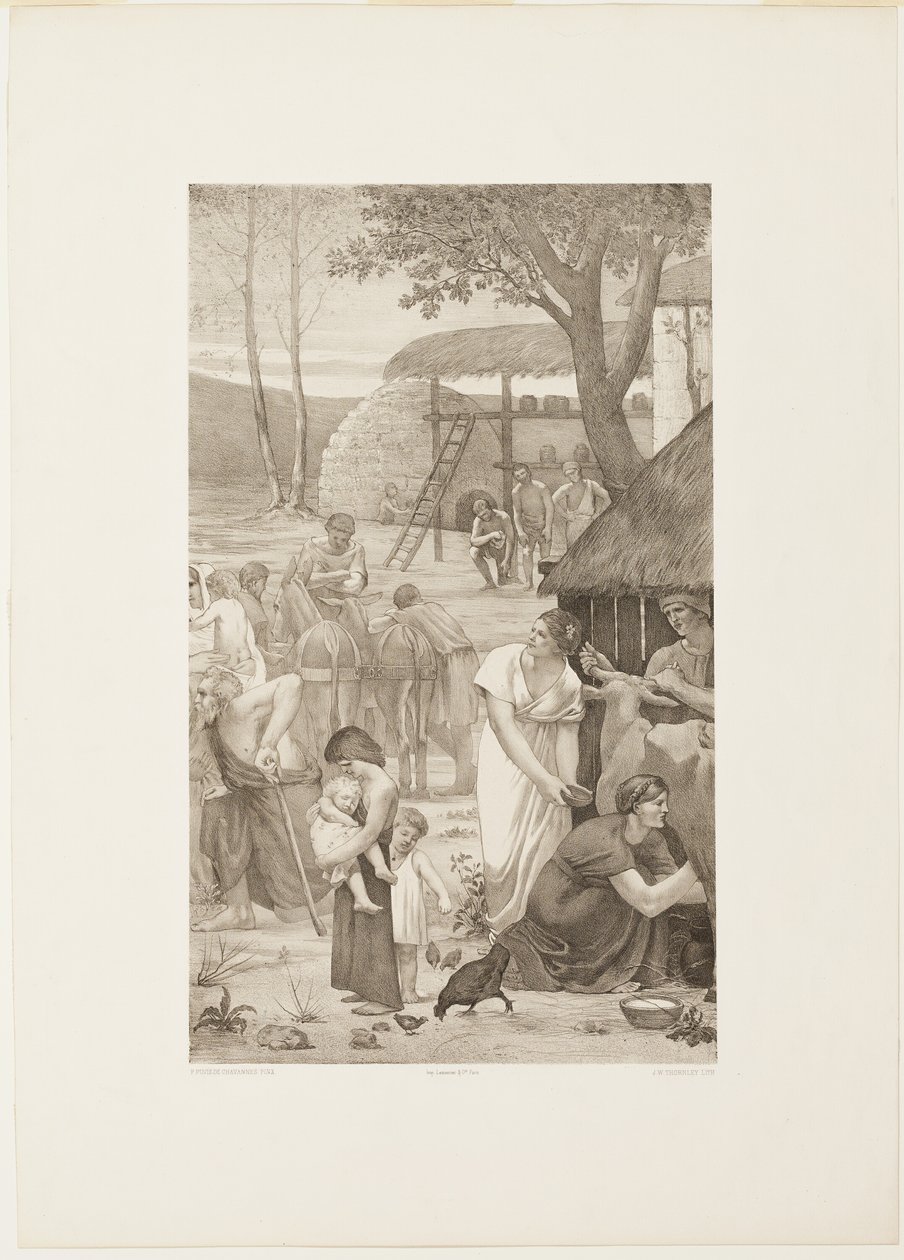 Pastýřský život svaté Geneviève (pravý panel) od Georges William Thornley