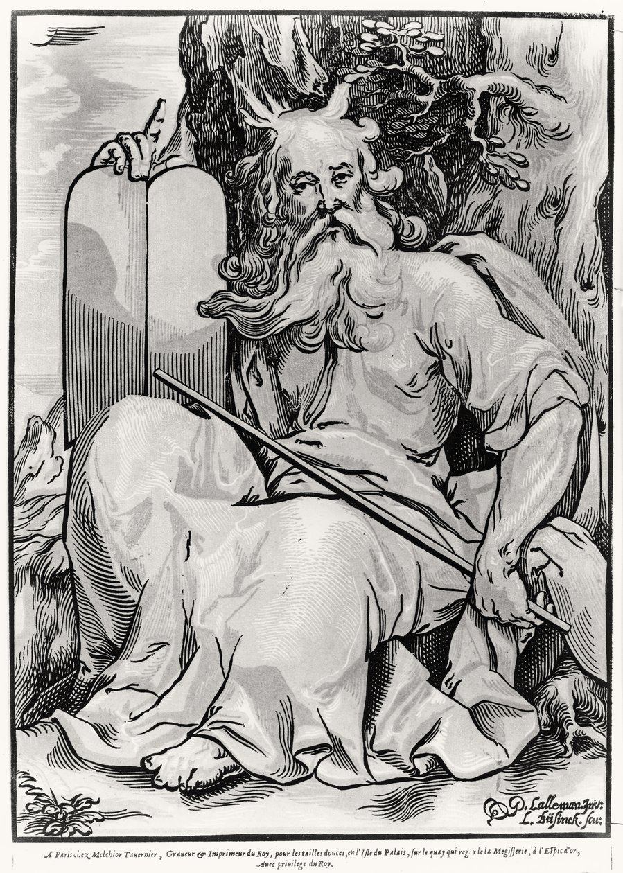 Mojžíš, vyrytý Ludwigem Businckem (asi 1590-po 1630) od Georges after Lallemand