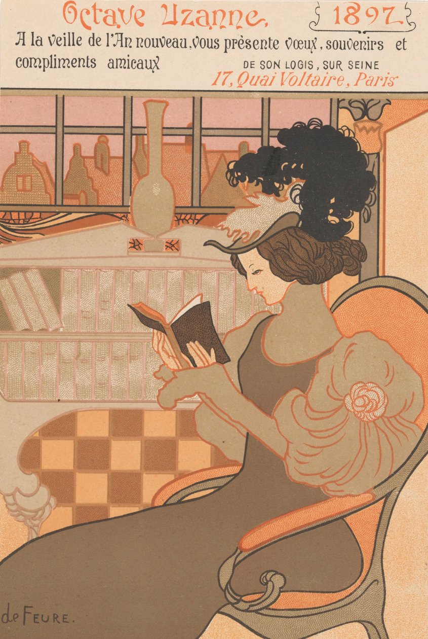 Novoroční přání pro rok 1897 od Octave Uzanne, 1896 od Georges de Feure
