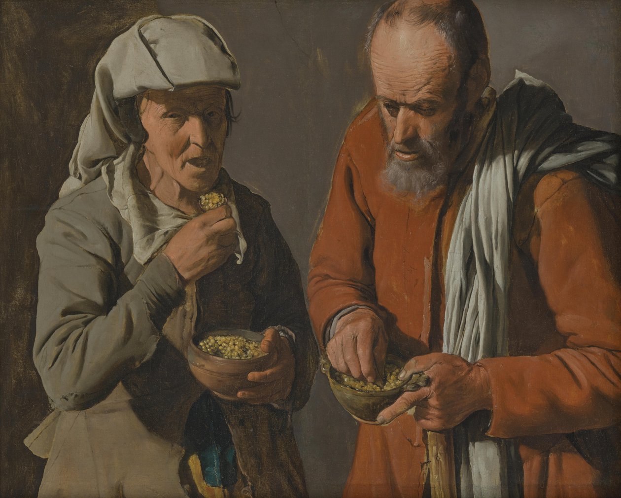 Rolnický pár, který jí hrášek od Georges de La Tour