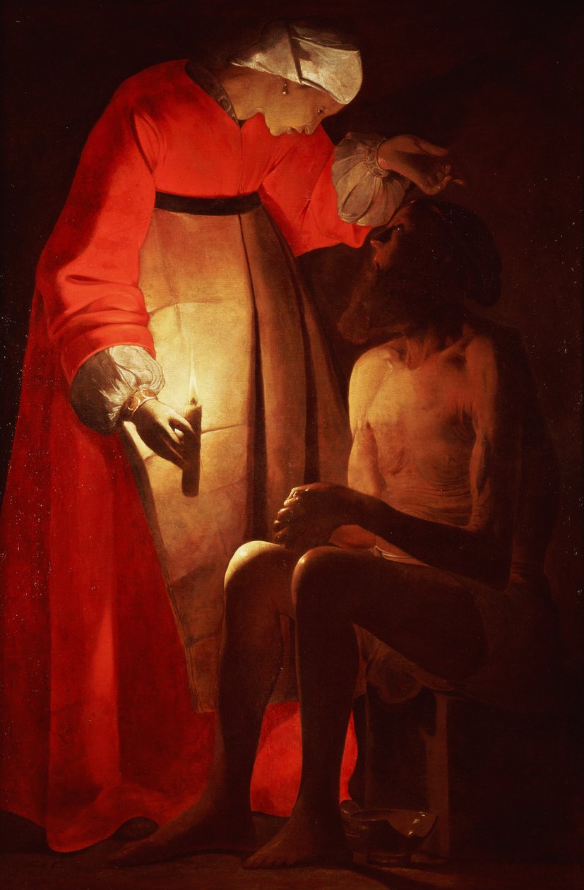 Job zesměšněný svou ženou od Georges de La Tour