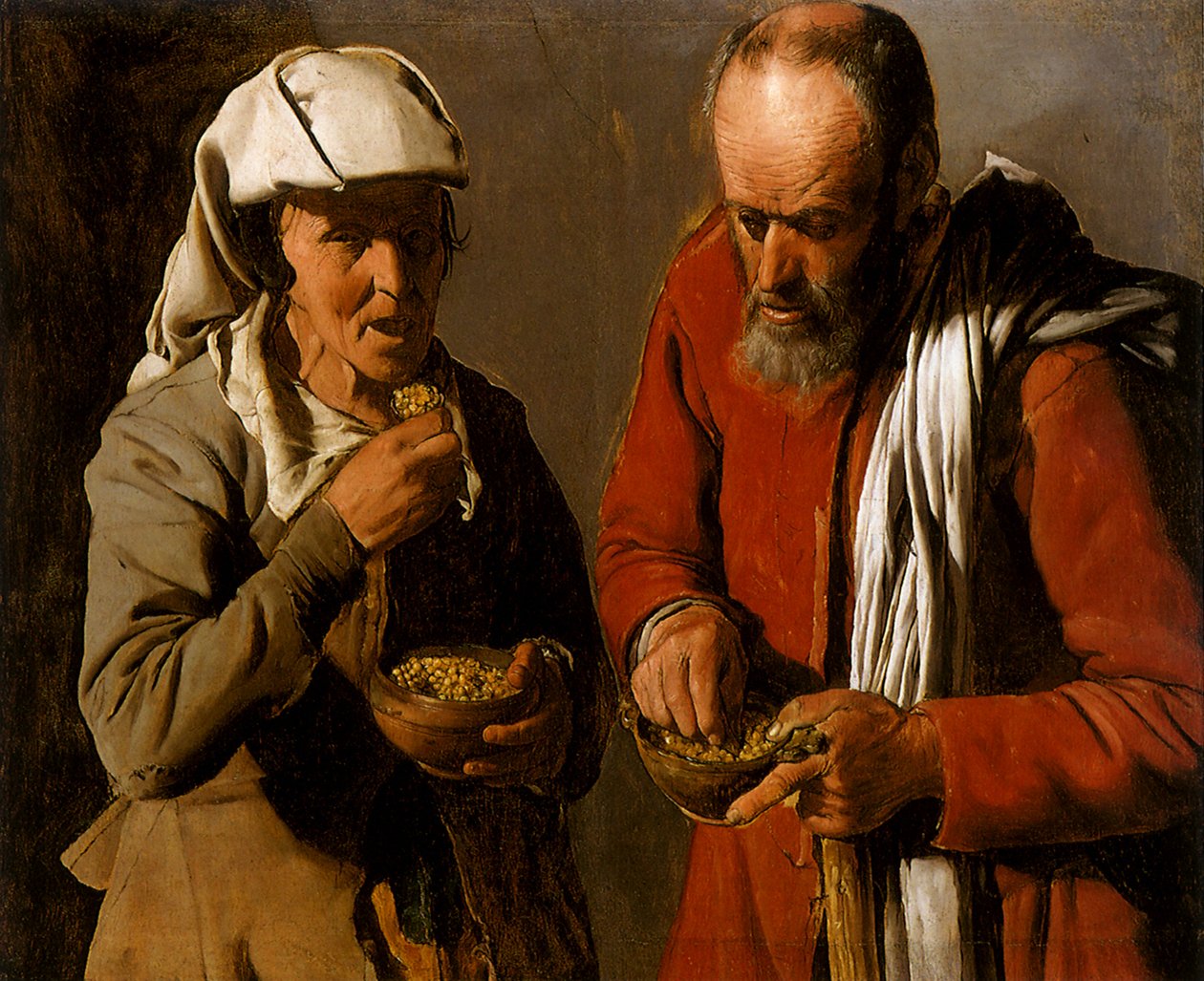 Selský pár jedl, 1621 od Georges de La Tour