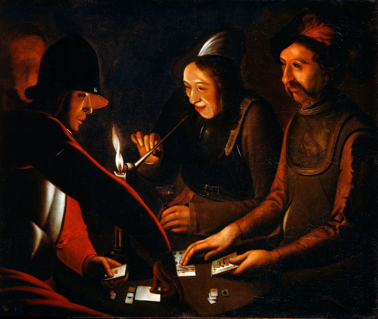 Vojáci hrací karty, 17. století od Georges de La Tour
